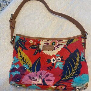 spartina 449 Danfuskie Island Leather and Linen Zippered Handbag